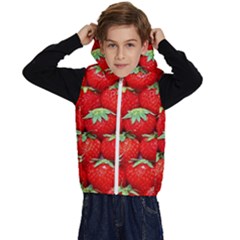 Strawberry Texture, Macro, Ripe Strawberry Kids  Stylish Hooded Puffer Vest