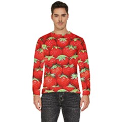 Strawberry Texture, Macro, Ripe Strawberry Men s Fleece Sweatshirt