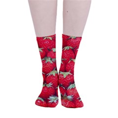 Strawberry Texture, Macro, Ripe Strawberry Smooth Crew Length Tube Socks