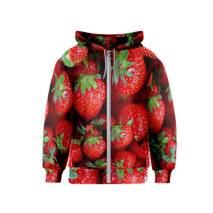 Strawberry, Berries, Fresh, Red Kids  Zipper Hoodie