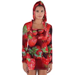 Strawberry, Berries, Fresh, Red Long Sleeve Hooded T-shirt