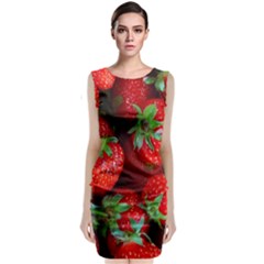 Strawberry, Berries, Fresh, Red Sleeveless Velvet Midi Dress