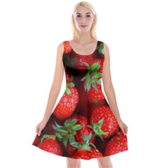 Strawberry, Berries, Fresh, Red Reversible Velvet Sleeveless Dress