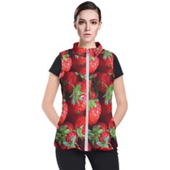 Strawberry, Berries, Fresh, Red Women s Puffer Vest