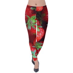 Strawberry, Berries, Fresh, Red Velvet Leggings