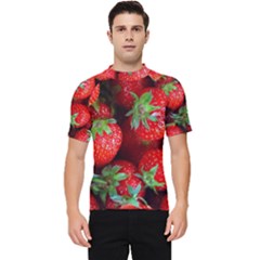 Strawberry, Berries, Fresh, Red Men s Short Sleeve Rash Guard by kyorashop23