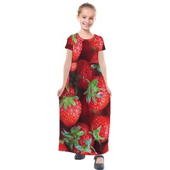 Strawberry, Berries, Fresh, Red Kids  Short Sleeve Maxi Dress by kyorashop23