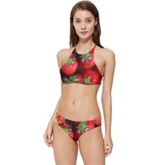 Strawberry, Berries, Fresh, Red Banded Triangle Bikini Set