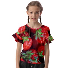 Strawberry, Berries, Fresh, Red Kids  Cut Out Flutter Sleeves by kyorashop23