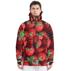 Strawberry, Berries, Fresh, Red Men s Pullover Zip Ski And Snowboard Waterproof Breathable Jacket