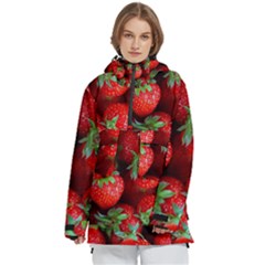 Strawberry, Berries, Fresh, Red Women s Pullover Zip Ski And Snowboard Waterproof Breathable Jacket