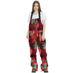 Strawberry, Berries, Fresh, Red Women s Front Zip Ski And Snowboard Bib Pants