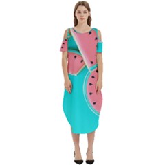 Watermelon, Fruit Cold Shoulder Loose Fit Dress With Pockets by kyorashop23