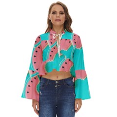 Watermelon, Fruit Boho Long Bell Sleeve Top