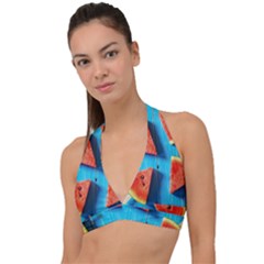 Watermelons, Fruits Halter Plunge Bikini Top