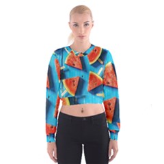 Watermelons, Fruits Cropped Sweatshirt