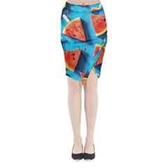 Watermelons, Fruits Midi Wrap Pencil Skirt