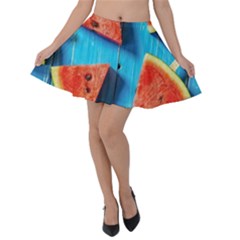 Watermelons, Fruits Velvet Skater Skirt