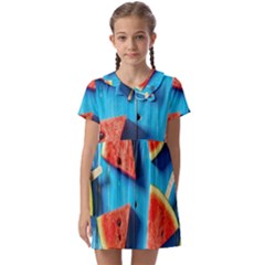 Watermelons, Fruits Kids  Asymmetric Collar Dress