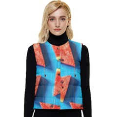 Watermelons, Fruits Women s Button Up Puffer Vest