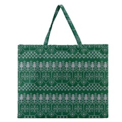 Christmas Knit Digital Zipper Large Tote Bag