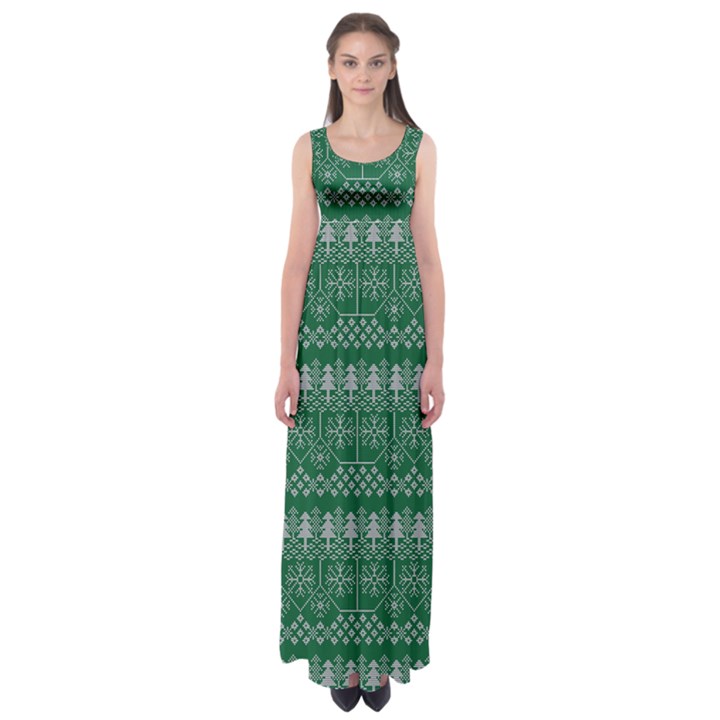 Christmas Knit Digital Empire Waist Maxi Dress