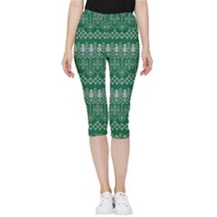 Christmas Knit Digital Inside Out Lightweight Velour Capri Leggings 