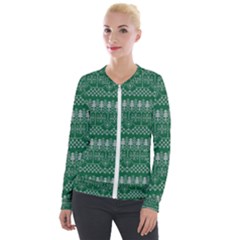 Christmas Knit Digital Velvet Zip Up Jacket