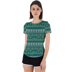 Christmas Knit Digital Back Cut Out Sport T-shirt