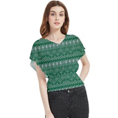 Christmas Knit Digital Butterfly Chiffon Blouse