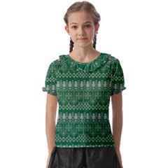 Christmas Knit Digital Kids  Frill Chiffon Blouse