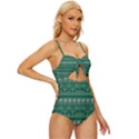 Christmas Knit Digital Knot Front One-Piece Swimsuit View3