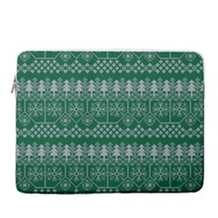 Christmas Knit Digital 15  Vertical Laptop Sleeve Case With Pocket