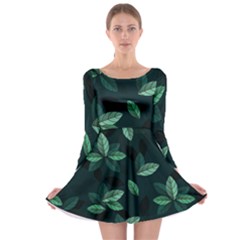 Foliage Long Sleeve Skater Dress