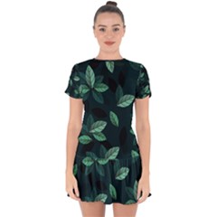 Foliage Drop Hem Mini Chiffon Dress