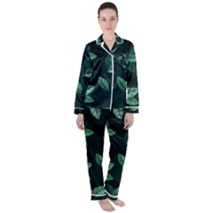 Foliage Women s Long Sleeve Satin Pajamas Set