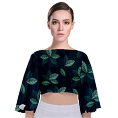 Foliage Tie Back Butterfly Sleeve Chiffon Top