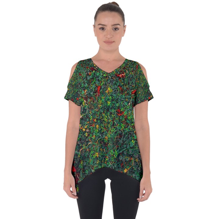 Grass Nature Meadow Cut Out Side Drop T-Shirt