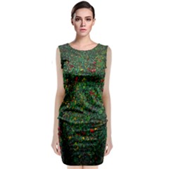 Grass Nature Meadow Sleeveless Velvet Midi Dress