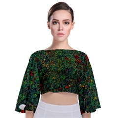 Grass Nature Meadow Tie Back Butterfly Sleeve Chiffon Top by Hannah976