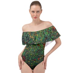 Grass Nature Meadow Off Shoulder Velour Bodysuit 