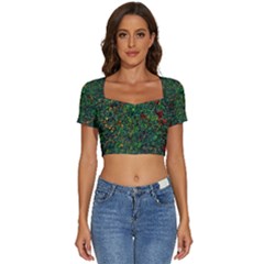 Grass Nature Meadow Short Sleeve Square Neckline Crop Top 