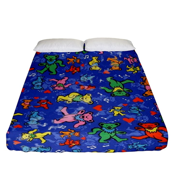 Grateful Dead Dancing Bears Pattern Fitted Sheet (Queen Size)