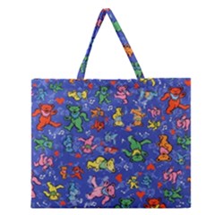 Grateful Dead Dancing Bears Pattern Zipper Large Tote Bag