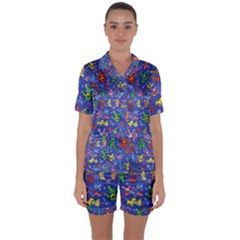 Grateful Dead Dancing Bears Pattern Satin Short Sleeve Pajamas Set by Salmanaz77