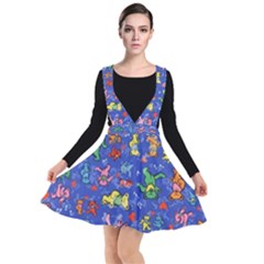 Grateful Dead Dancing Bears Pattern Plunge Pinafore Dress