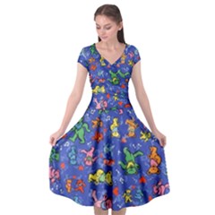 Grateful Dead Dancing Bears Pattern Cap Sleeve Wrap Front Dress by Salmanaz77