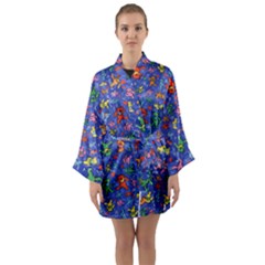 Grateful Dead Dancing Bears Pattern Long Sleeve Satin Kimono