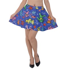 Grateful Dead Dancing Bears Pattern Velvet Skater Skirt by Salmanaz77