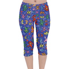 Grateful Dead Dancing Bears Pattern Velvet Capri Leggings 